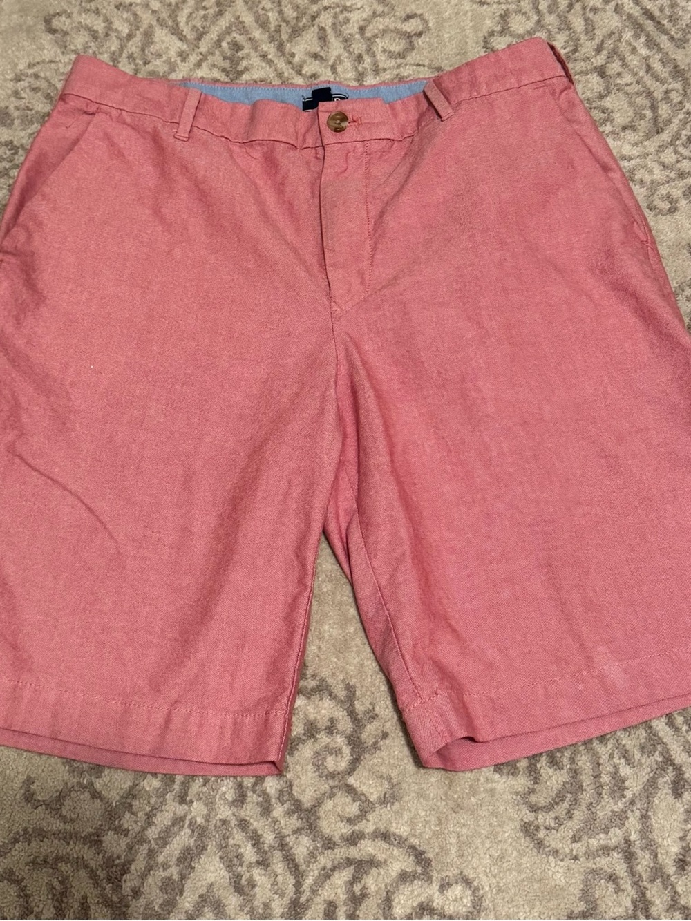 Izod Mens Salmon Pink Coral Chino Shorts Flat Front Casual Summer 9 Inch Inseam